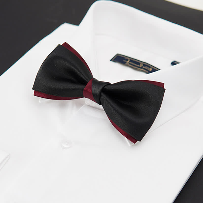 Charmant noeud papillon double épaisseur noir et rouge pour homme