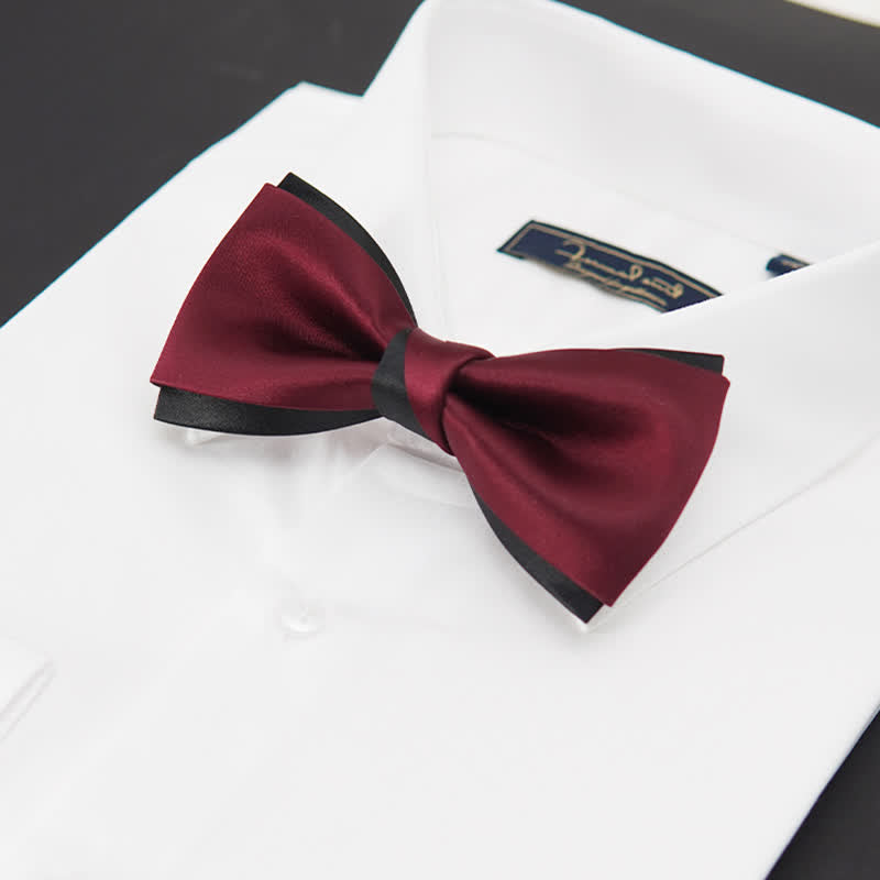 Charmant noeud papillon double épaisseur noir et rouge pour homme