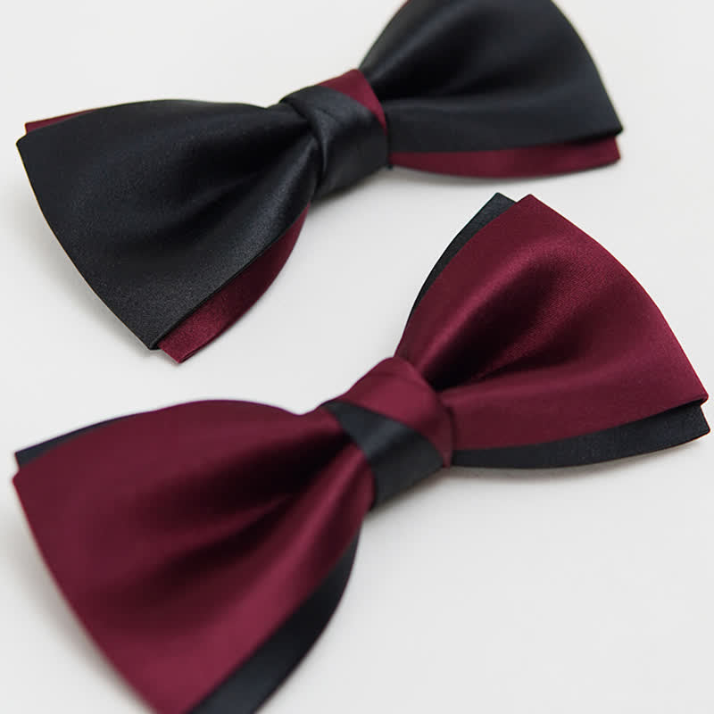 Charmant noeud papillon double épaisseur noir et rouge pour homme