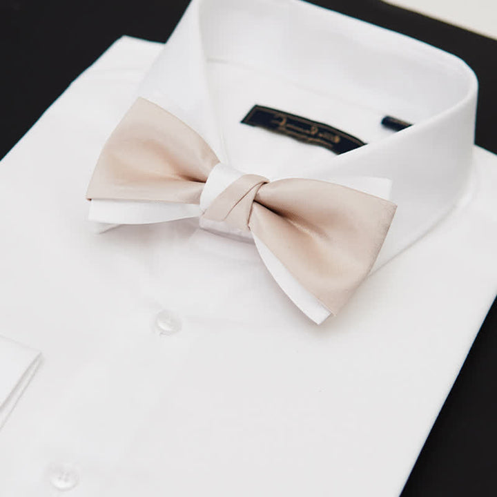 Nœud papillon double épaisseur rose pâle et blanc pour homme