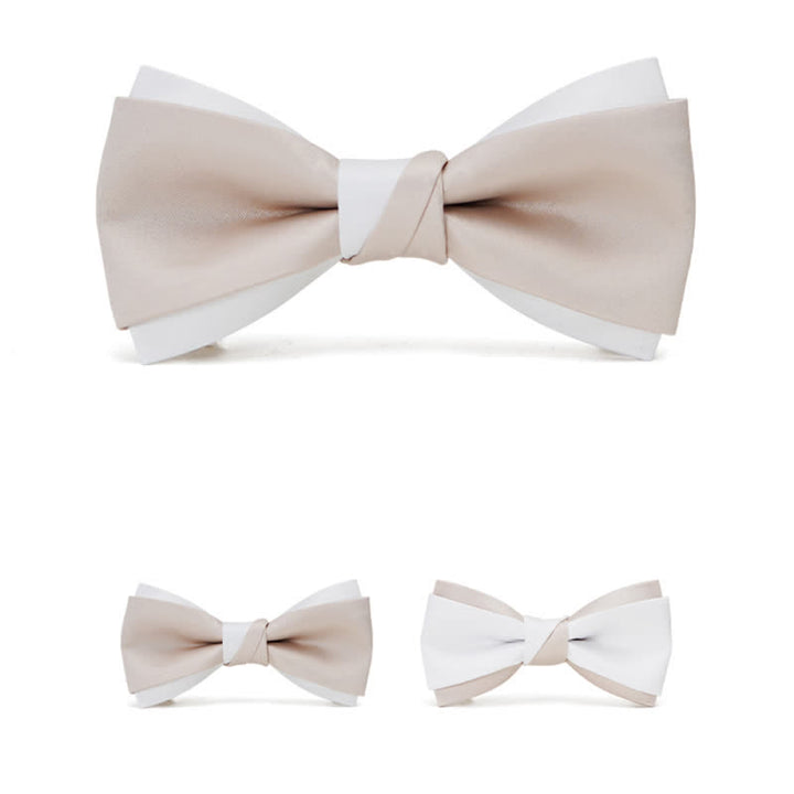 Nœud papillon double épaisseur rose pâle et blanc pour homme