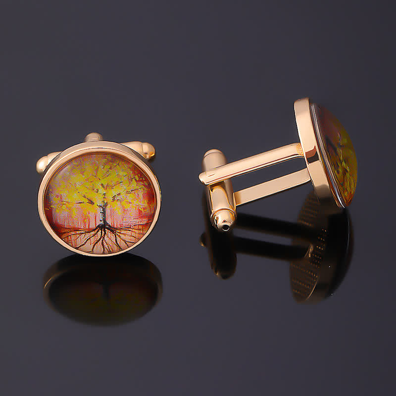 Boutons de manchette en or pour hommes avec arbre de vie - image 3