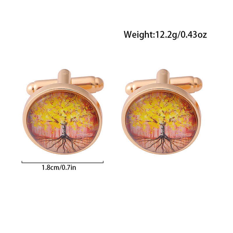 Boutons de manchette en or pour hommes avec arbre de vie - image 4