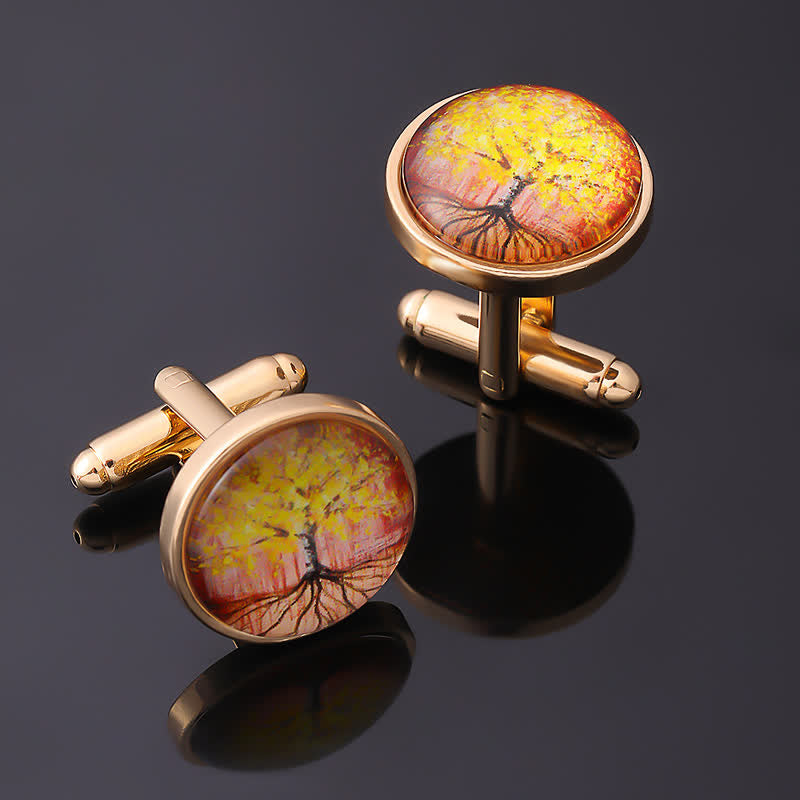 Boutons de manchette en or pour hommes avec arbre de vie - image 1