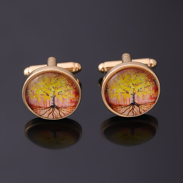 Boutons de manchette en or pour hommes avec arbre de vie - image 2