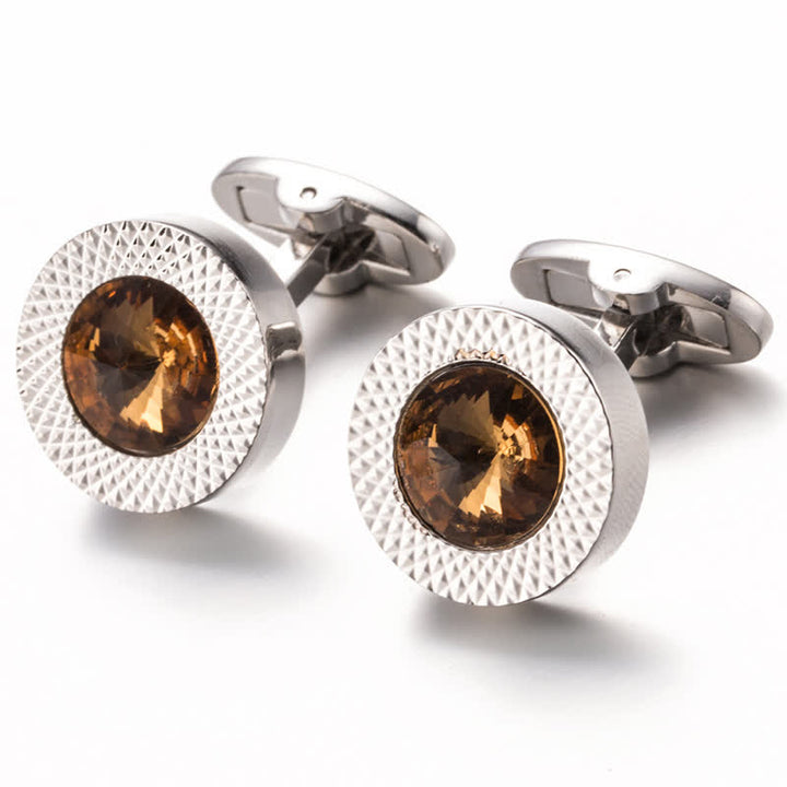 Boutons de manchette séduisants en cristal et pierres précieuses pour hommes - Thé - image 9