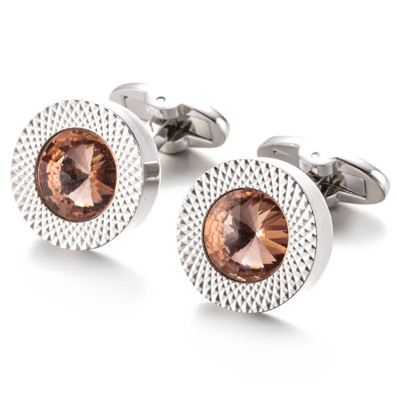 Boutons de manchette séduisants en cristal et pierres précieuses pour hommes - Rose - image 12