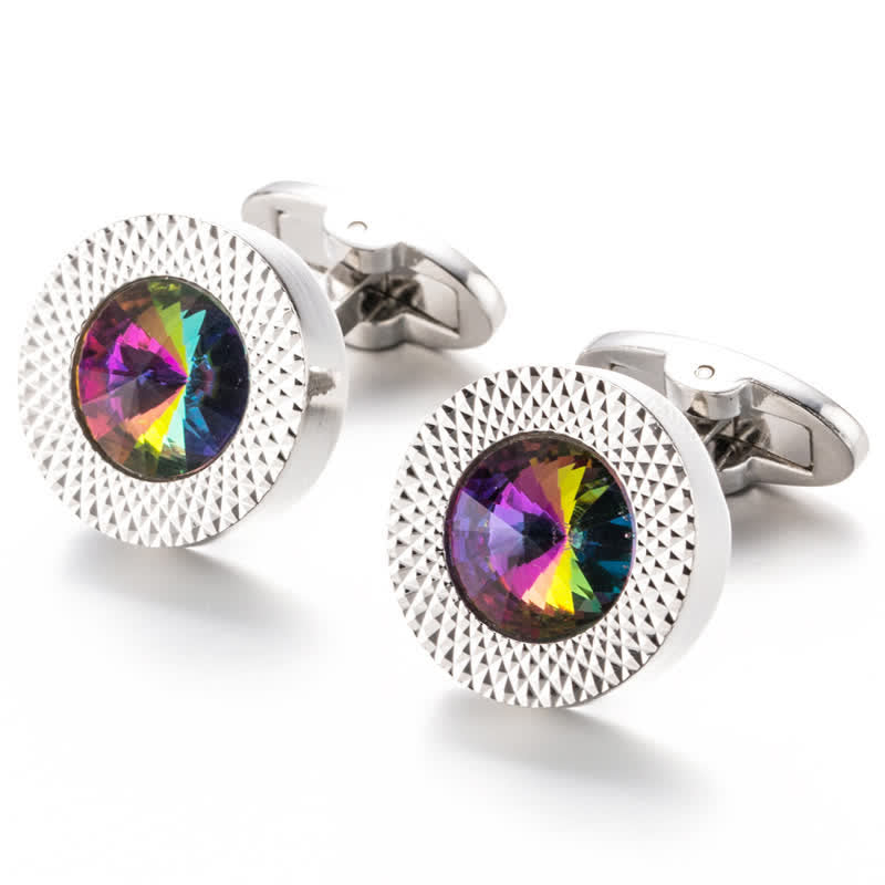 Boutons de manchette séduisants en cristal et pierres précieuses pour hommes - Arc-en-ciel - image 15