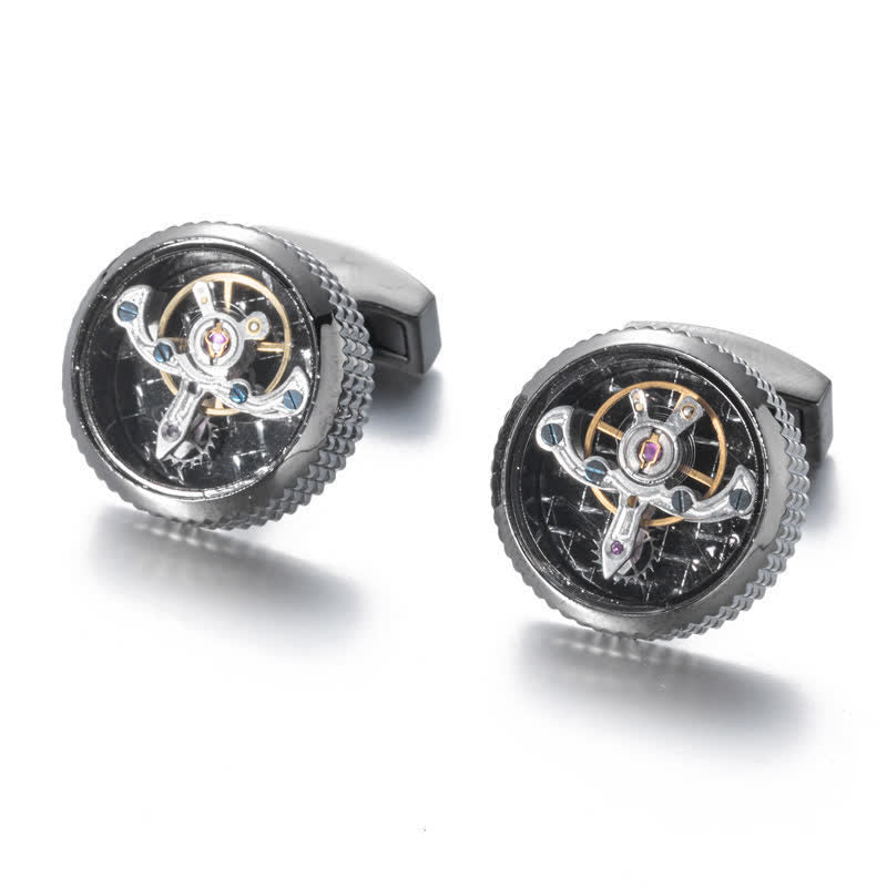 Boutons de manchette pour montre mécanique Cool Tourbillon pour homme - Argent - image 0