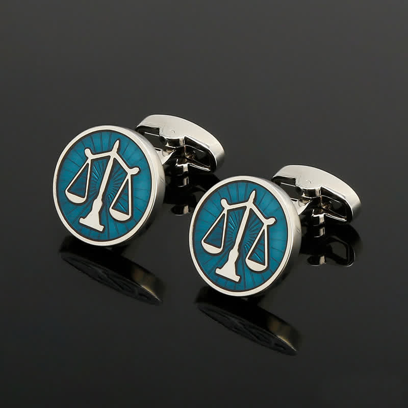 Boutons de manchette pour homme en forme de balance de justice bleue - Bleu - image 0