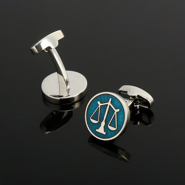 Boutons de manchette pour homme en forme de balance de justice bleue