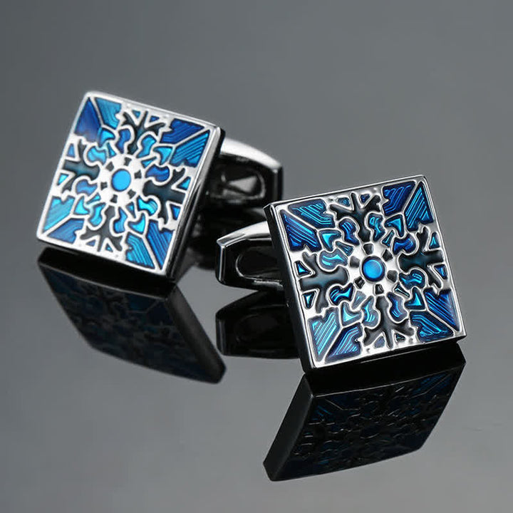 Boutons de manchette carrés en émail pour hommes, série bleue - Style #4 - image 3