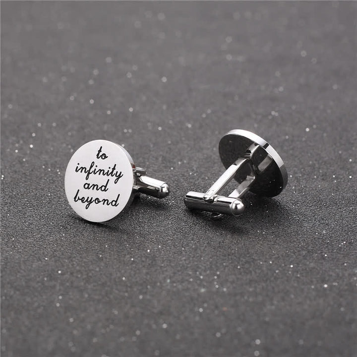 Boutons de manchette pour homme « Je t'aime jusqu'à l'infini et au-delà »
