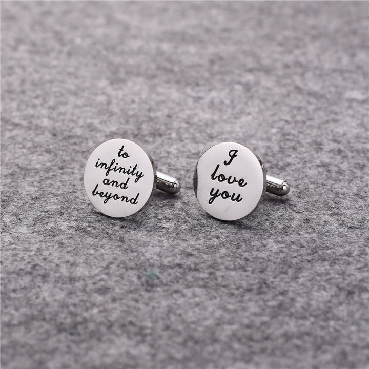 Boutons de manchette pour homme « Je t'aime jusqu'à l'infini et au-delà »