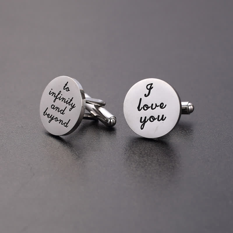 Boutons de manchette pour homme « Je t'aime jusqu'à l'infini et au-delà »