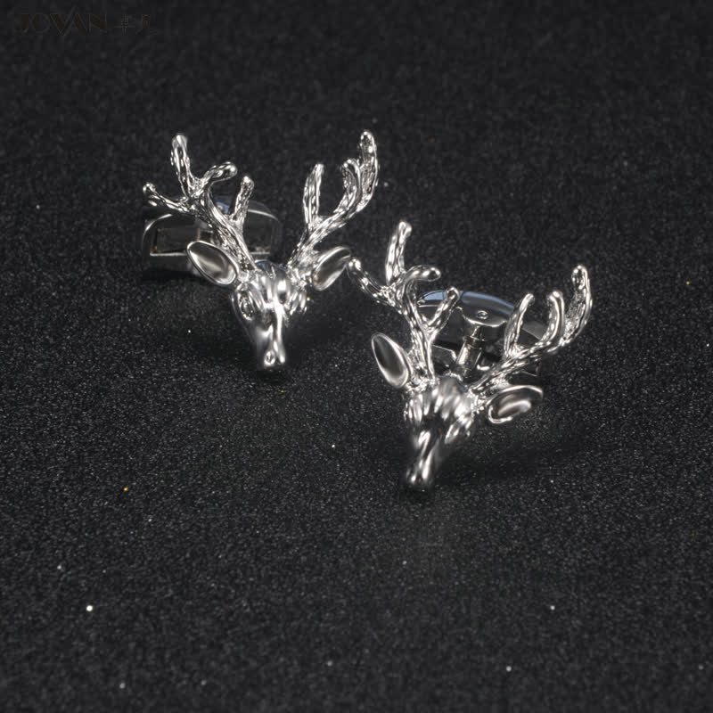 Boutons de manchette élégants pour hommes en forme de tête de cerf - image 1