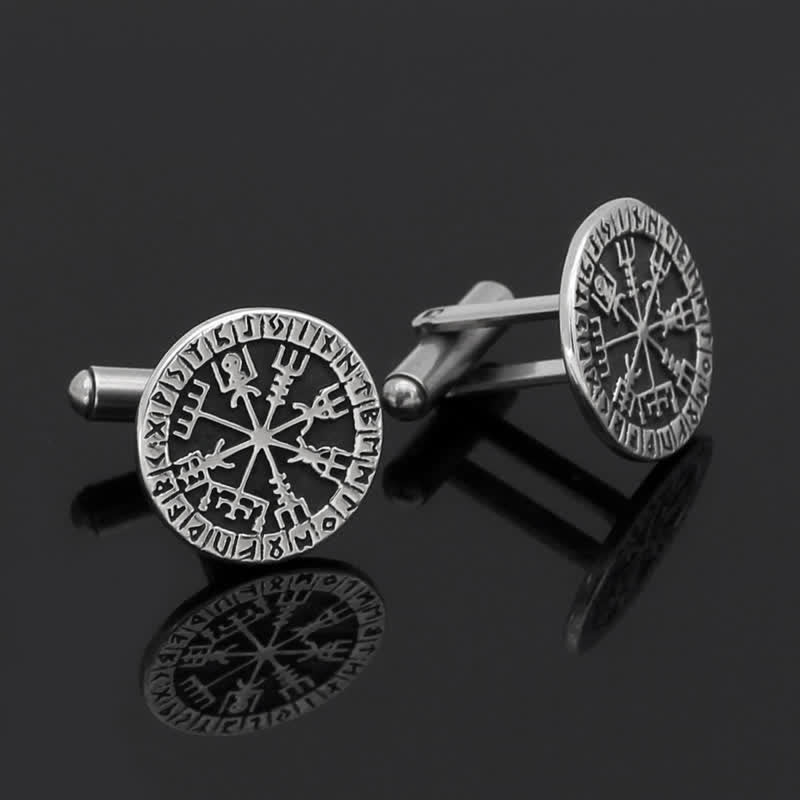Boutons de manchette Viking Compass Rune Vegvisir pour hommes