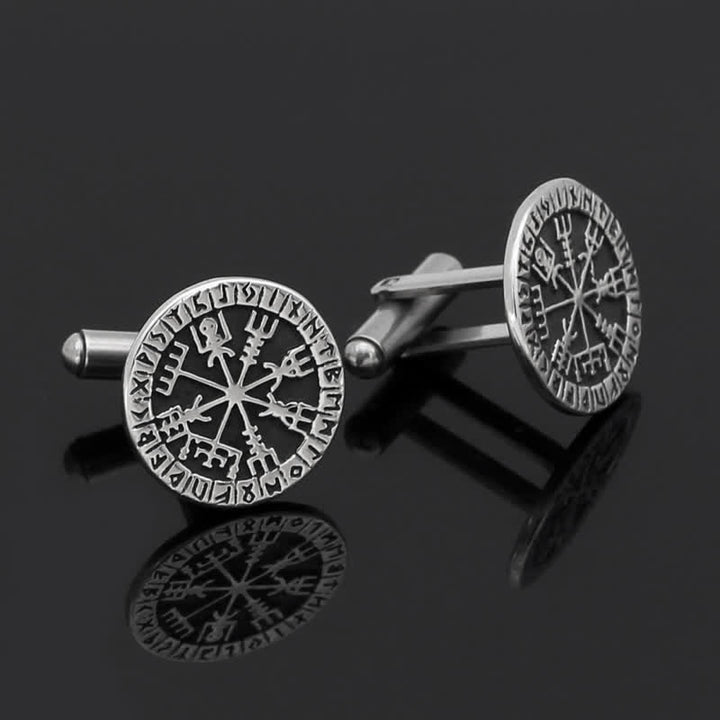 Boutons de manchette Viking Compass Rune Vegvisir pour hommes