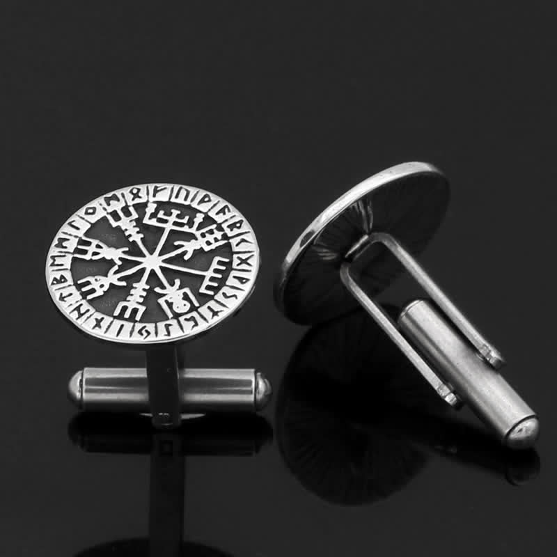Boutons de manchette Viking Compass Rune Vegvisir pour hommes