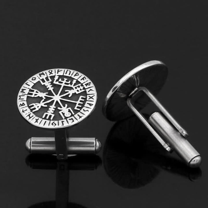 Boutons de manchette Viking Compass Rune Vegvisir pour hommes