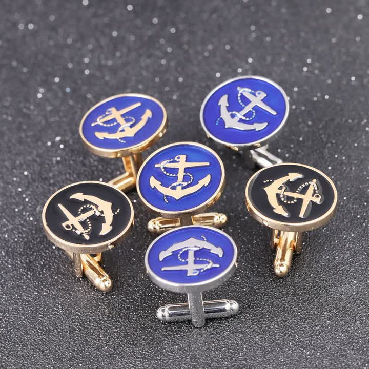 Boutons de manchette pour hommes en forme d'ancre de bateau