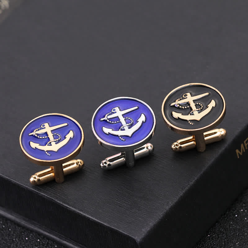 Boutons de manchette pour hommes en forme d'ancre de bateau - image 4