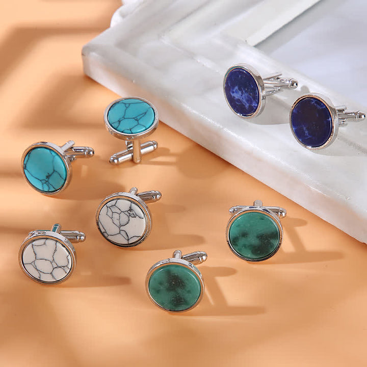 Boutons de manchette d'affaires pour hommes avec motif en pierre marbrée - image 1
