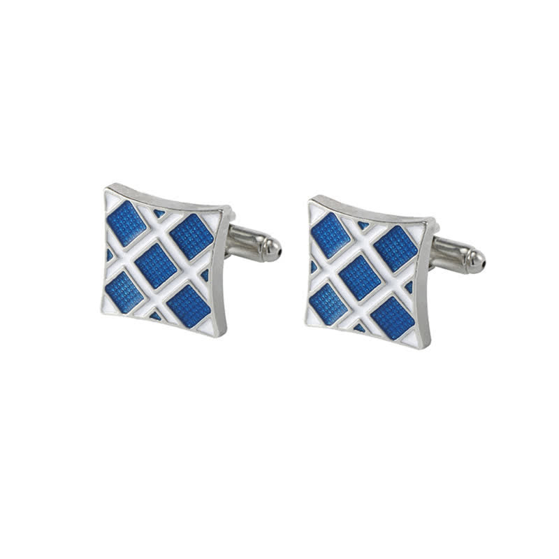 Boutons de manchette classiques en émail bleu pour homme en forme de flocon de neige - Style #3 - image 12
