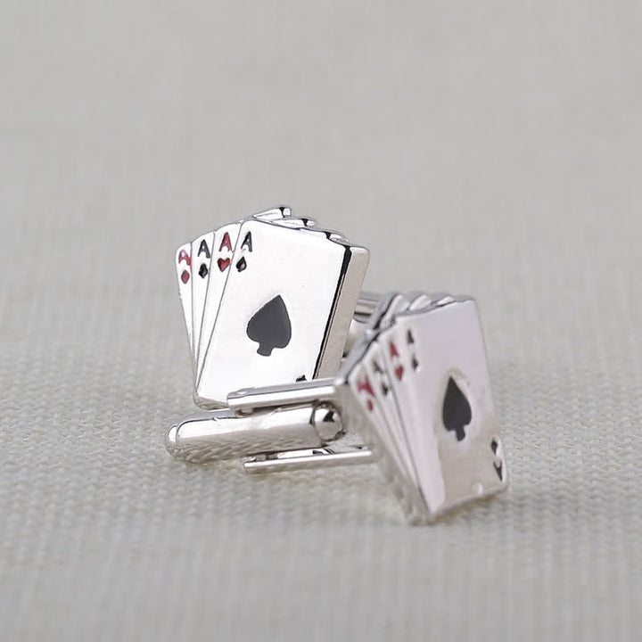 Boutons de manchette pour hommes avec as de cartes de poker - image 2