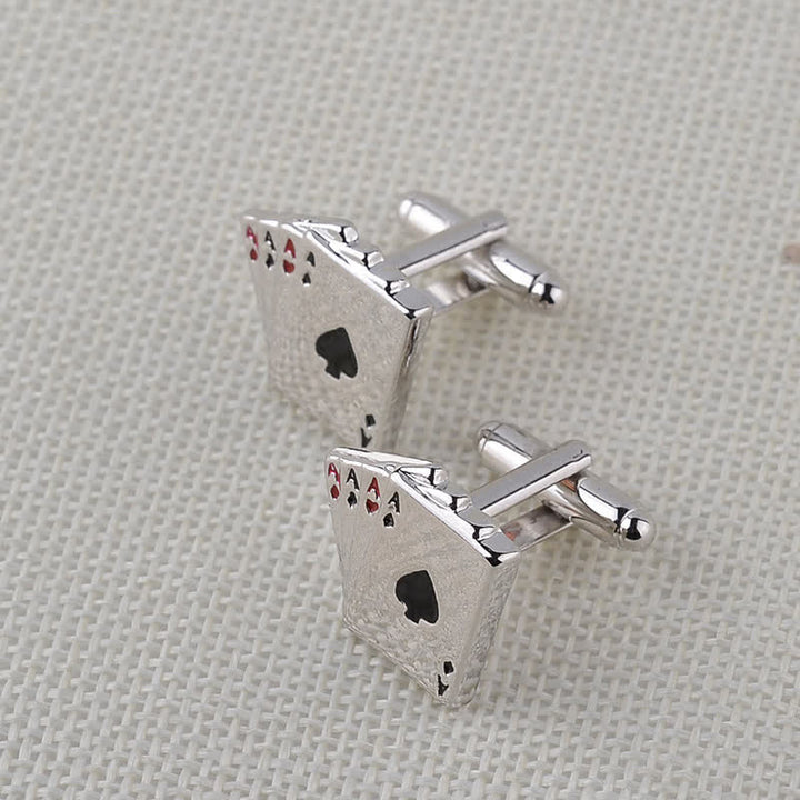 Boutons de manchette pour hommes avec as de cartes de poker - image 3
