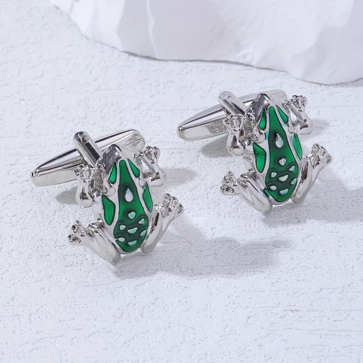 Boutons de manchette pour homme en forme de grenouille arboricole en émail vert - Vert - image 0