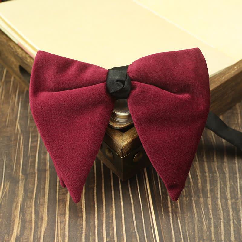 Nœud papillon de mariage surdimensionné en velours pour homme
