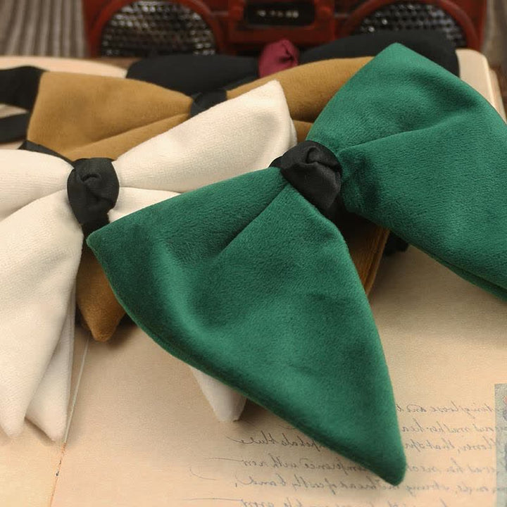 Nœud papillon de mariage surdimensionné en velours pour homme
