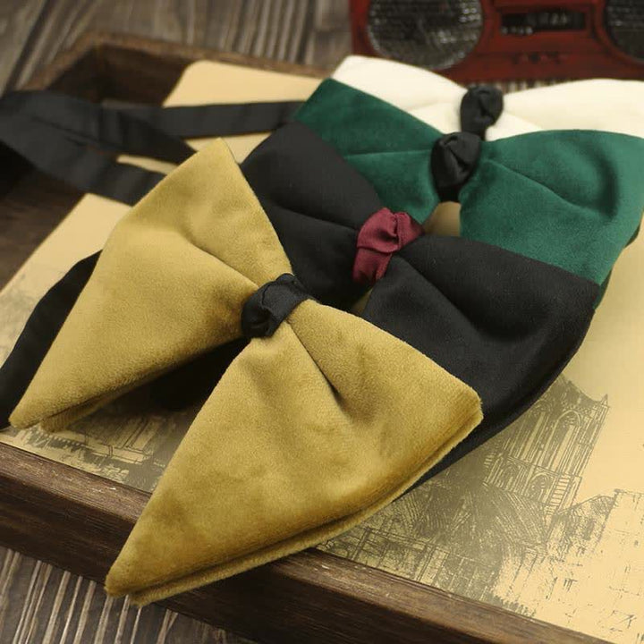 Nœud papillon de mariage surdimensionné en velours pour homme