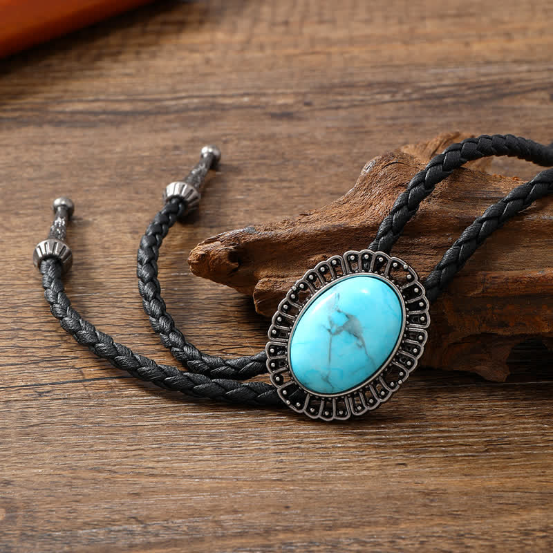 Superbe réplique de cravate bolo en pierre de style occidental - Turquoise - image 2