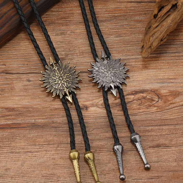 Cravate bolo vintage à motif de flèches de tournesol