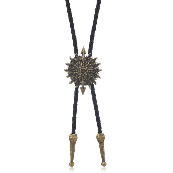 Cravate bolo vintage à motif de flèches de tournesol