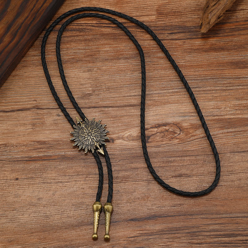 Cravate bolo vintage à motif de flèches de tournesol