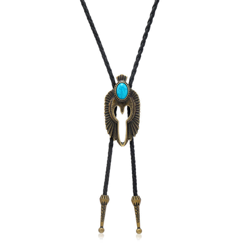 Cravate bolo en pierre turquoise avec oiseau Western Eagle