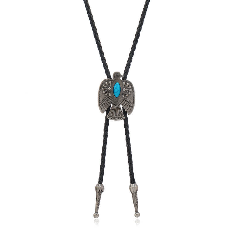 Cravate bolo en pierre turquoise avec oiseau Western Eagle