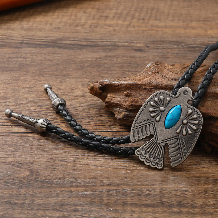 Cravate bolo en pierre turquoise avec oiseau Western Eagle