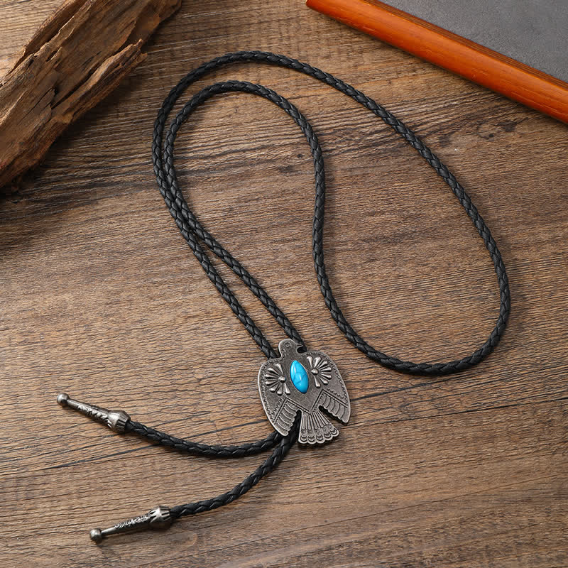 Cravate bolo en pierre turquoise avec oiseau Western Eagle