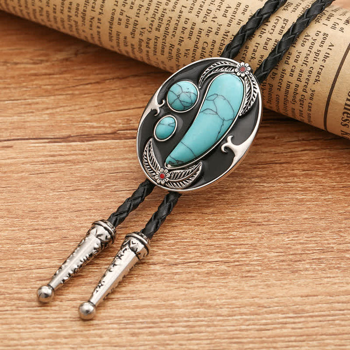 Cravate bolo de style cowboy indien turquoise