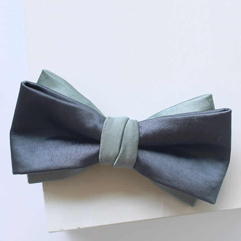 Nœud papillon double épaisseur gris-bleu vert pâle pour homme