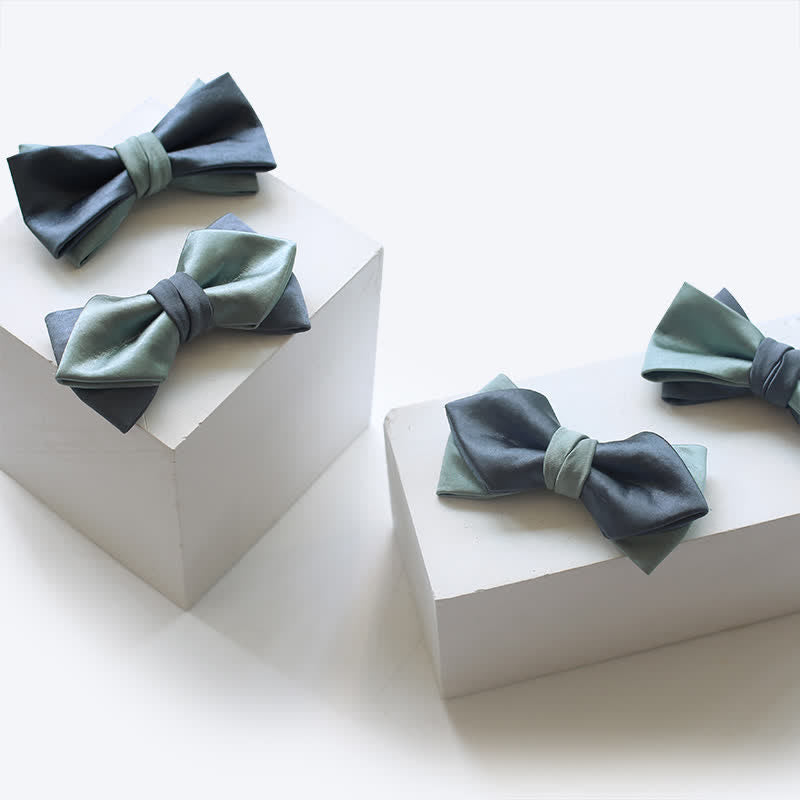 Nœud papillon double épaisseur gris-bleu vert pâle pour homme