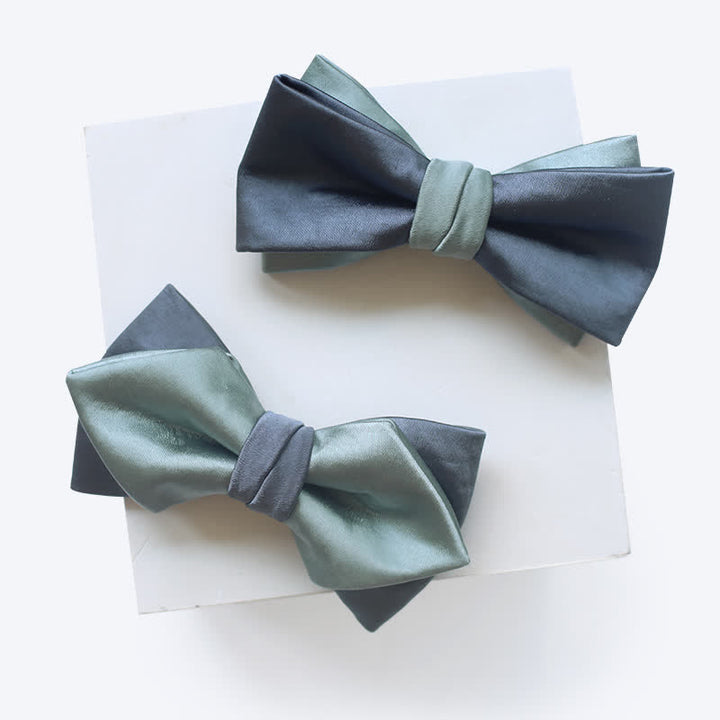Nœud papillon double épaisseur gris-bleu vert pâle pour homme