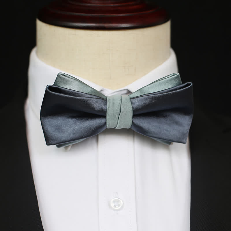 Nœud papillon double épaisseur gris-bleu vert pâle pour homme