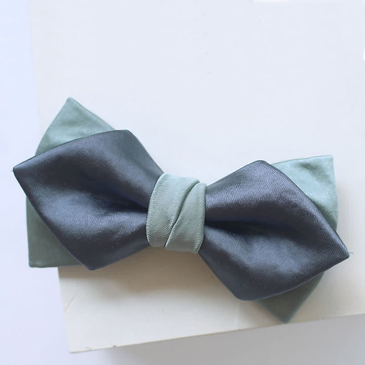Nœud papillon double épaisseur gris-bleu vert pâle pour homme