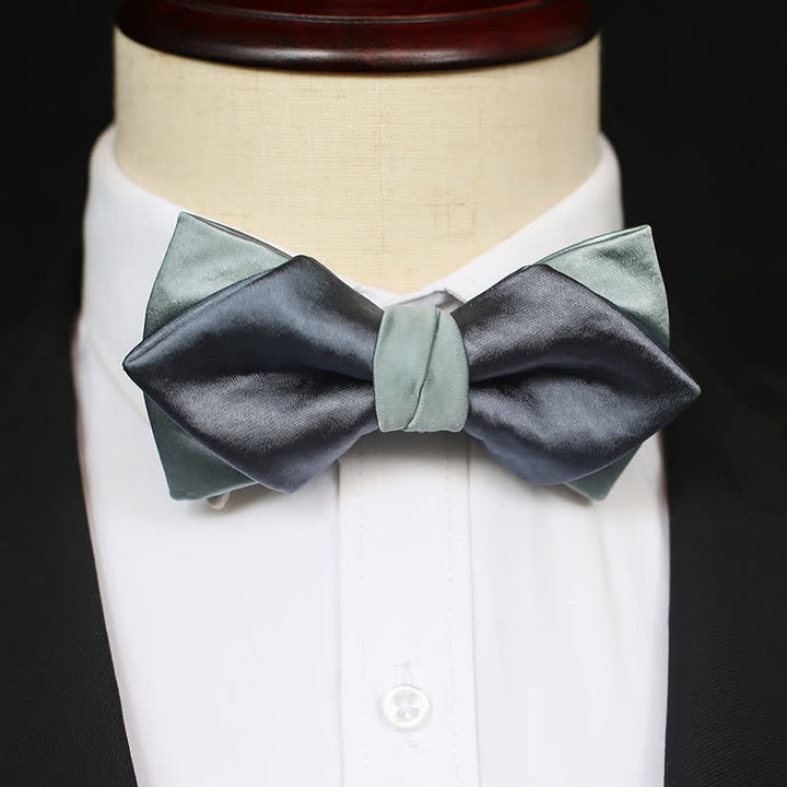Nœud papillon double épaisseur gris-bleu vert pâle pour homme