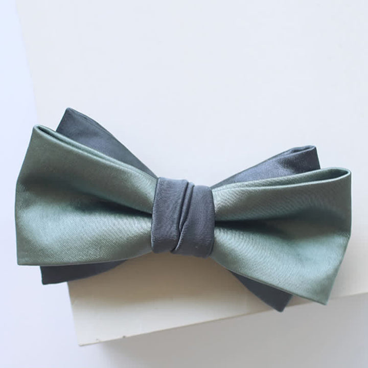 Nœud papillon double épaisseur gris-bleu vert pâle pour homme